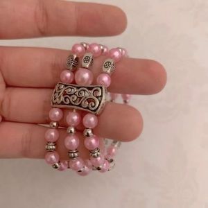 Pink pearl intricate unique bracelet